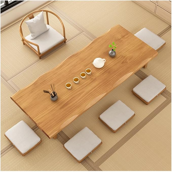 100cm Japanese Floor Table -Vintage Solid Wooden Tatami Table, Low Rectangular by Unknown