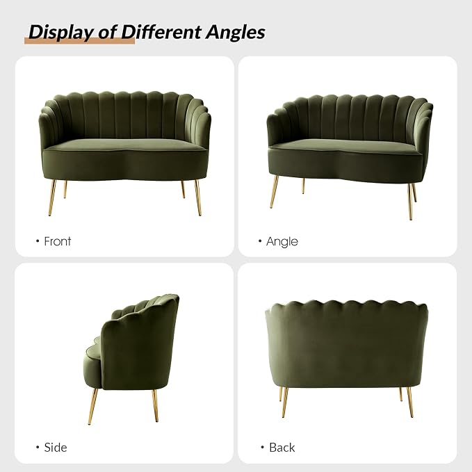 HULALA HOME Modern Velvet Loveseat Sofa - Image 5