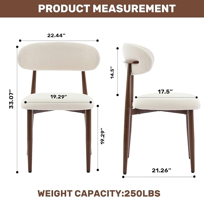 UVV Dining Chairs Set of 6, Metal Kitchen Chairs - Image 9