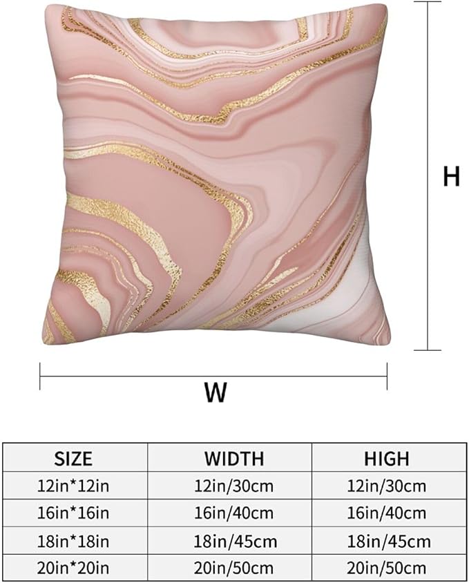 Pink and Gold Marble Throw Pillow Covers 18x18 Inch Set of 2, Abstract Art - Image 3