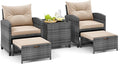 Tangkula 5 Pieces Patio Conversation Set, PE Wicker Rattan Outdoor Furniture Set by TANGKULA