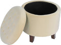 Homepop Home Decor | Upholstered Round Velvet Tufted Foot Rest Ottoman | Ottoman by HomePop