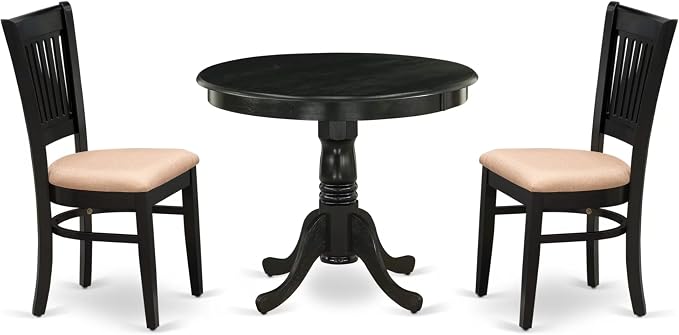 East West Furniture ANVA3-BLK-C 3 Piece Modern Dining Table Set Contains a by EastWestFurniture