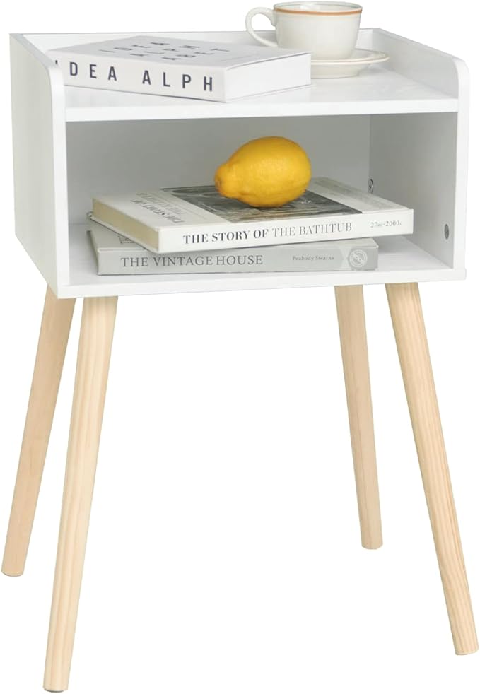 MaxSmeo White Nightstand, Small Bed Side Table by MaxSmeo