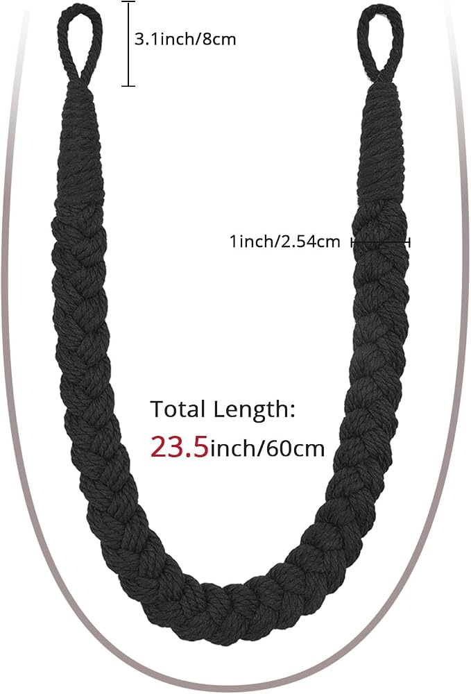 NICEEC 2 Pack Natural Cotton Rope Curtain Tiebacks Elegant Boho Style - Image 3