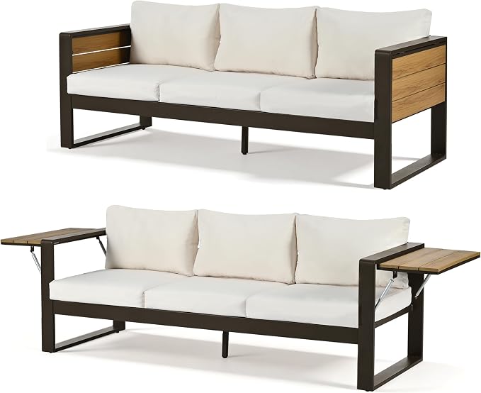 4-Piece Patio Conversation Set, Aluminum Frame Outdoor Patio Furniture Set w/ - Image 8