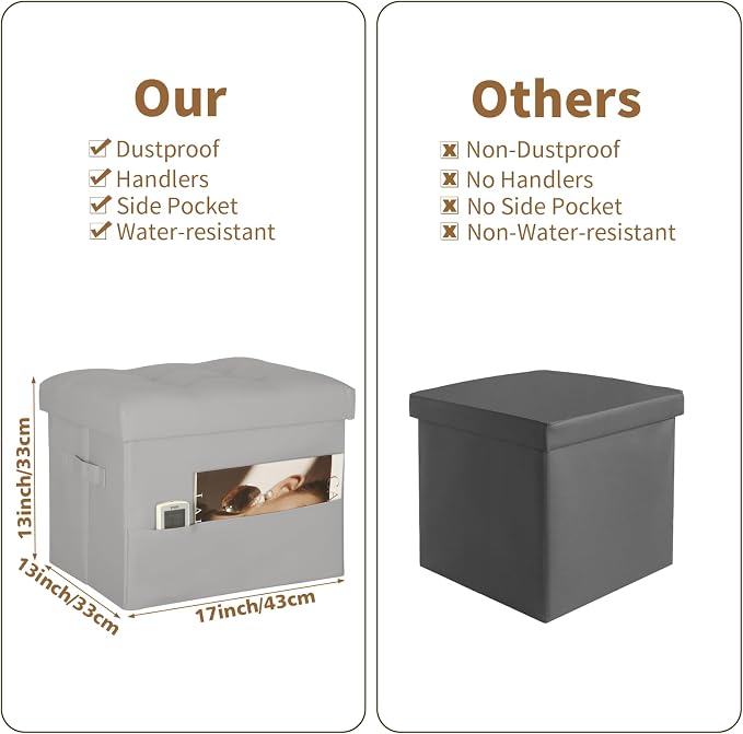BelugaHelper Folding Storage Ottoman. Foot Rest Stool - Image 2