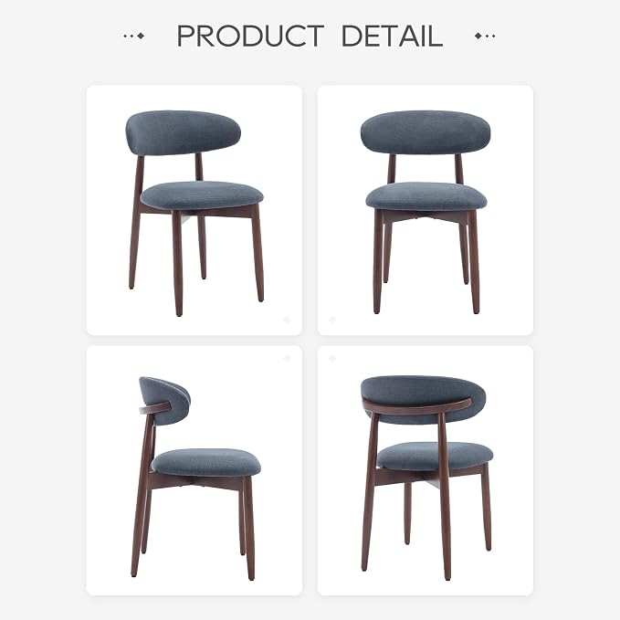 COLAMY Wooden Dining Chairs Set of 2, Modern Fabric Upholstered Dining Room - Image 9