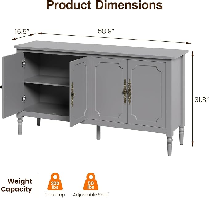 RoyalCraft 118" Buffet Cabinet - Image 2