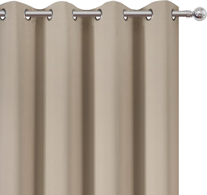 LEMOMO Blackout Curtains 66 x 54 Inch Long Khaki Curtains Set of 2 Panels Room - Image 6
