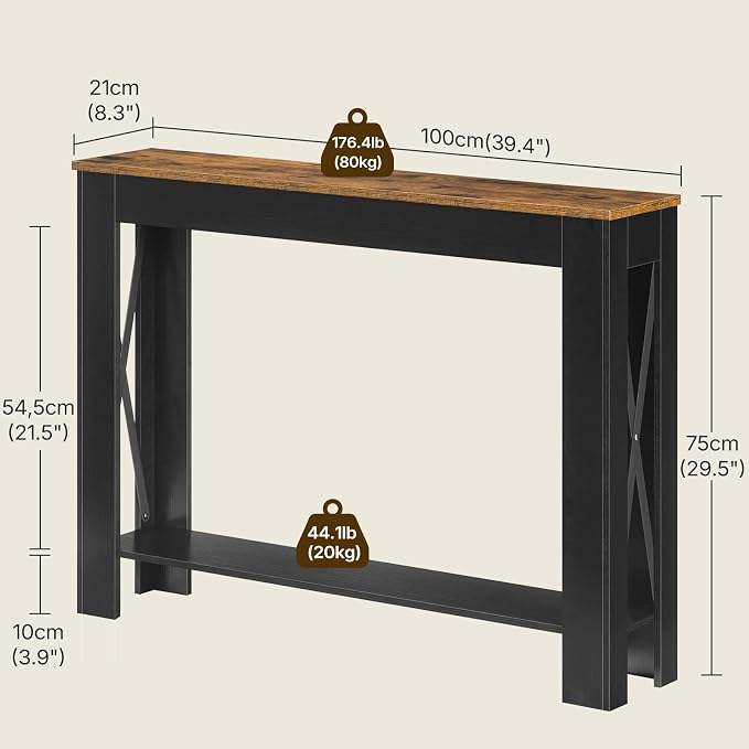 YATINEY Farmhouse Console Table, 39.4'' Small Narrow Entryway Table, Wood Couch - Image 3