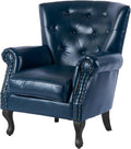 Modern Accent Chair, Mid-Century Faux Leather Armchair by LOVSPATIOFURNITURE