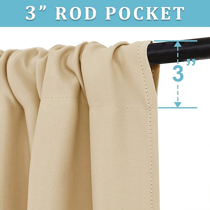 RYB HOME Curtains for Bedroom Living Room 63 inches Long, Thermal Insulated - Image 2