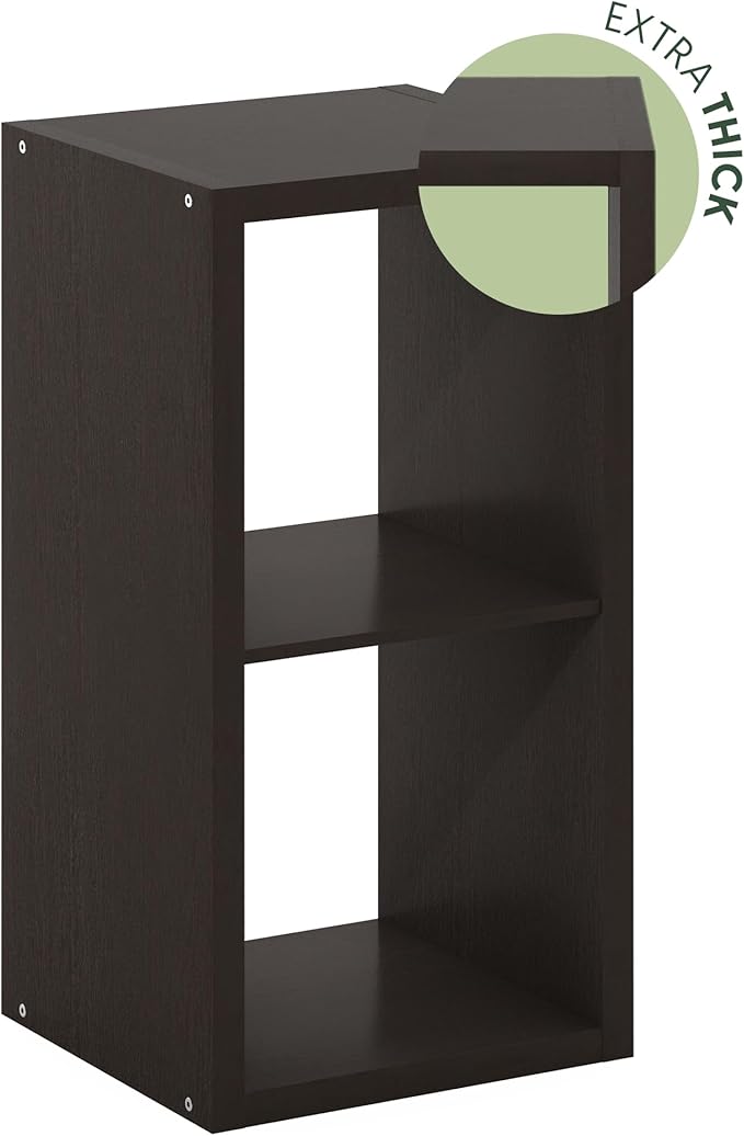 Furinno CUBICLE Book Shelf, 2-Cube Bookshelf, Extra Thick Frame Horizontally & - Image 6