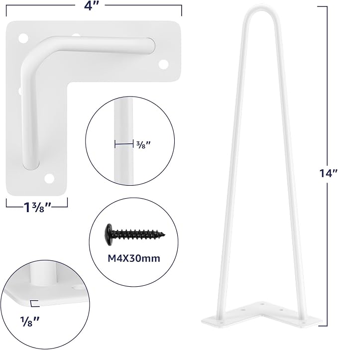 SMARTSTANDARD 14 Inch Heavy Duty Hairpin Furniture Legs, Metal Home DIY Projects - Image 2