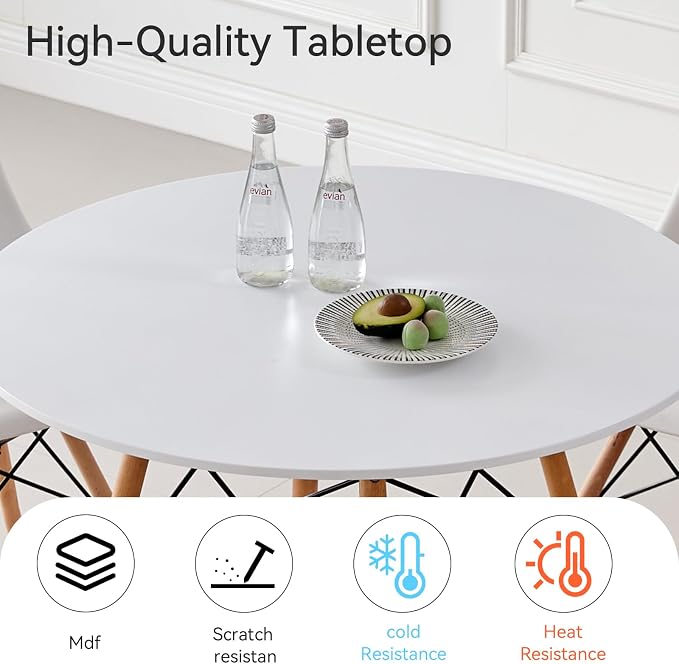 5-Piece Round Dining Table Set, Small 31.5" Kitchen Table Chairs Set of 4 Space - Image 4