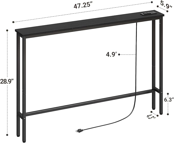 ELYKEN 47.2" Narrow Console Sofa Table - Image 3