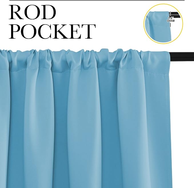 NICETOWN Blackout Curtains for Bedroom, Teal Blue, 1 Pair, 62 by 63-inch - Image 2