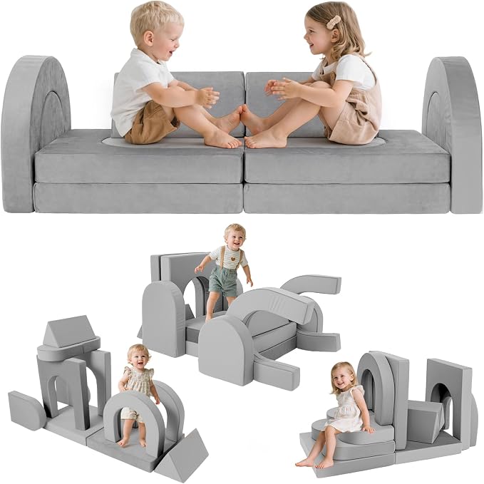 Kids Modular Play Sofa Convertible Foam Play Mat, Transformable Into a Game by FURNAWAY