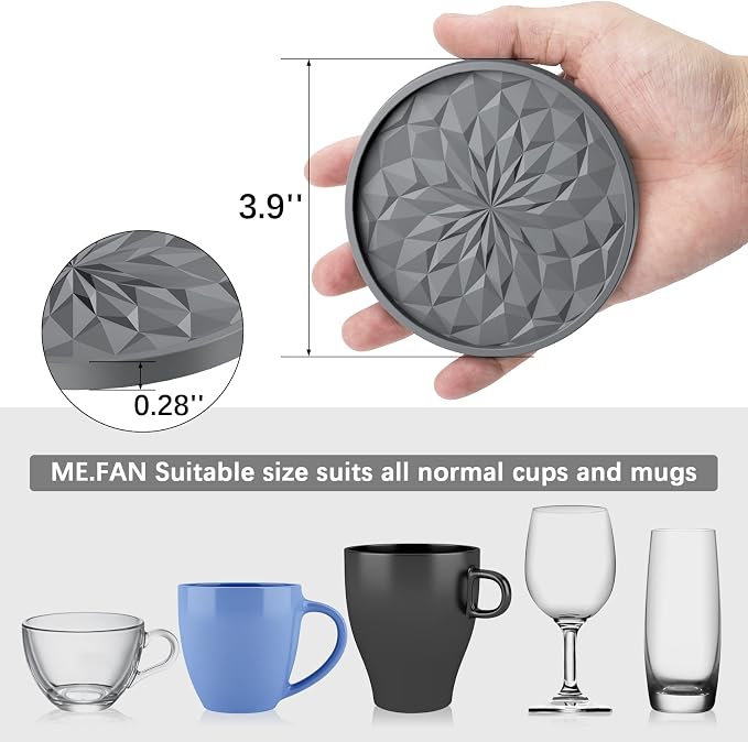 ME.FAN Silicone Coasters with Holder, Drinking Coasters - Image 2