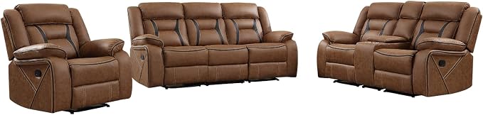 EBELLO Faux Leather Recliner Sofa Furniture Set - Image 7
