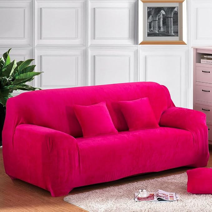 vctops 4 Seater Velvet Plush Stretch Sofa Slipcover 1-Piece Sofa Cover by vctops