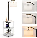 Round Side Table with Lamp and USB Ports, 3-Tier Small End Table by RISWER