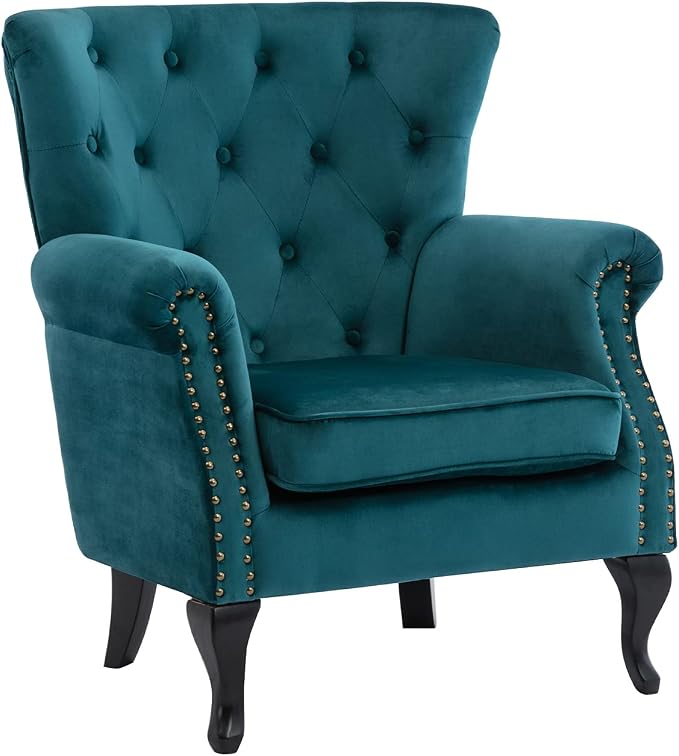 Mid Century Accent Chair Modern Button Tufted Armchair Wingback Club Chair - Image 4
