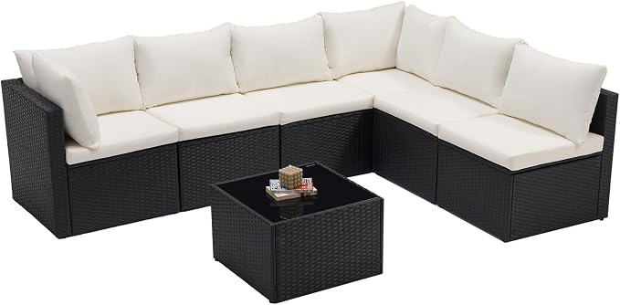 NEWBULIG 7-Piece Outdoor Patio Sectional Sofa, Weather-Resistant Modular Wicker - Image 3