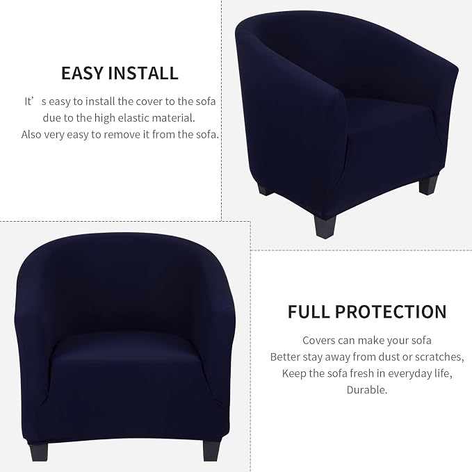 SearchI Club Chair Slipcover Stretch Barrel Chair Covers Solid Color Tub Chair - Image 6