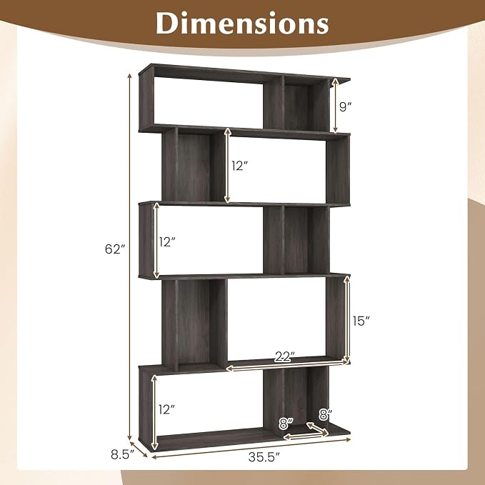 Giantex 5-Tier Bookshelf, 10-Cube Geometric Book Case - Image 3