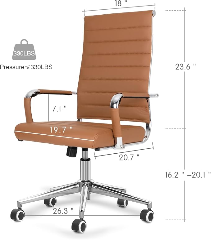 Home Office Chair Ribbed, Modern Leather Conference Waiting Room Chairs - Image 3