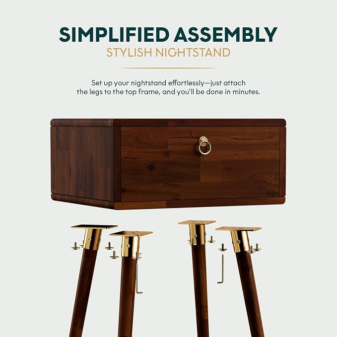 Bme Alden Solid Wood Nightstand/Side Table/End Table, Fully Assembled, - Image 6