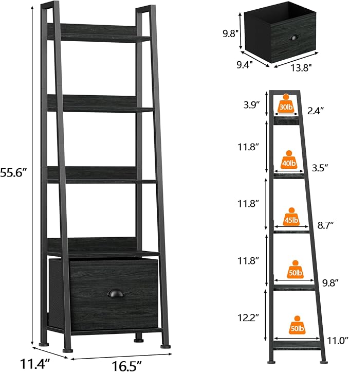 Furologee Ladder Shelf, Ladder Bookshelf - Image 3