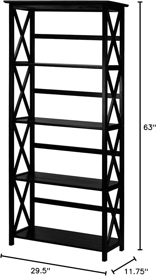 Montego 5-Shelf Bookcase-Black - Image 9