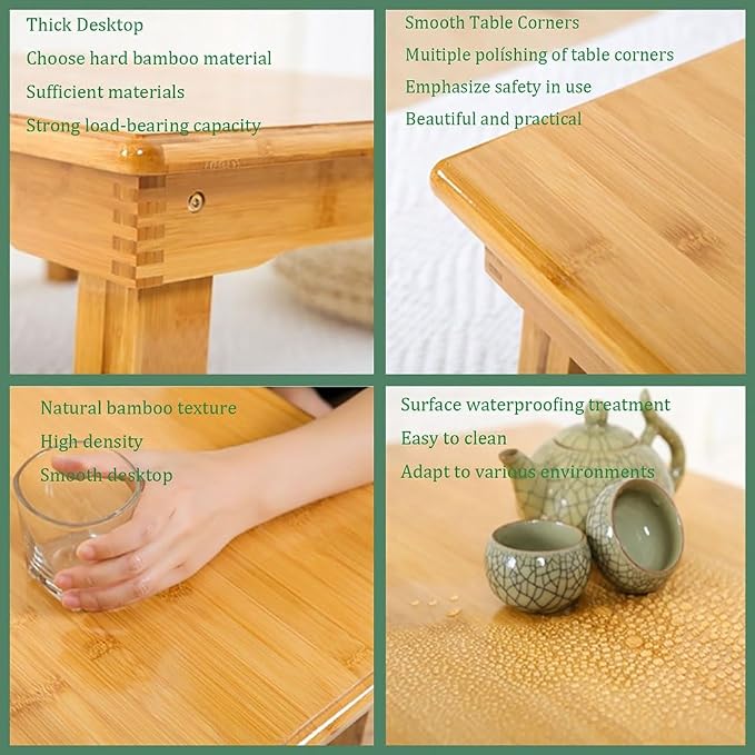 SH-tables Folding Table, Japanese-Style Household Square Bamboo Table, Computer - Image 4