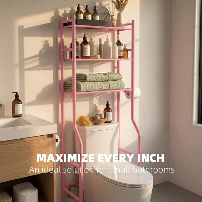 GloTika 3-Tier Over Toilet Storage - 150lb Total Capacity Metal Bathroom - Image 4