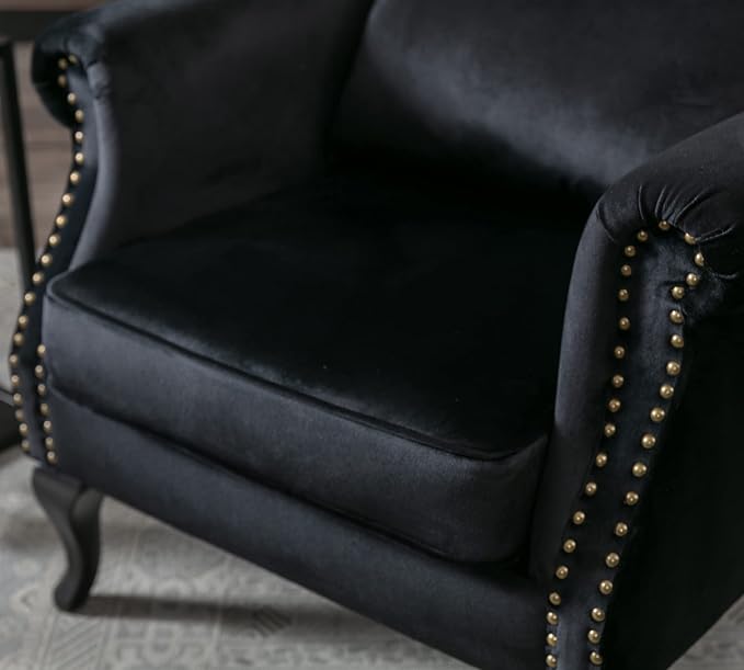 Mid Century Modern Accent Chair Upholstered Armchair Comfy Velvet Fabric Single - Image 6