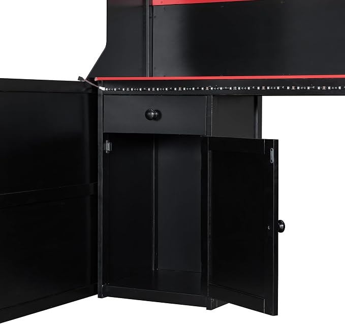 Modern Gaming Loft Bed with Built-in Desk, LED Lighting & Charging Hub – Full - Image 6