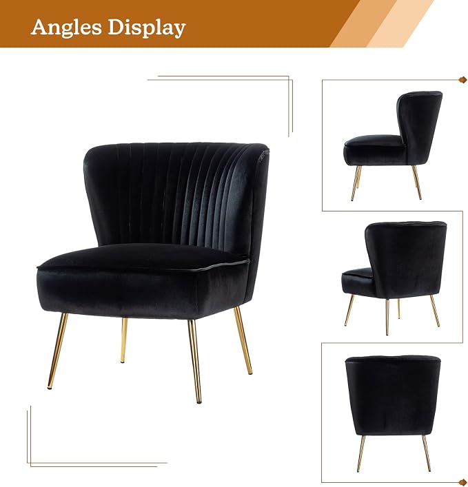 HULALA Home Velvet Accent Chair Set of 2, Modern Armless Upholstered Side Chair - Image 6
