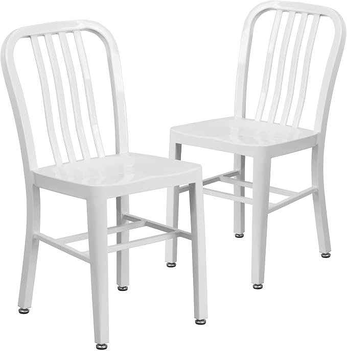 Flash Furniture Gael Commercial Grade 2 Pack White Metal Indoor-Outdoor Chair by FlashFurniture
