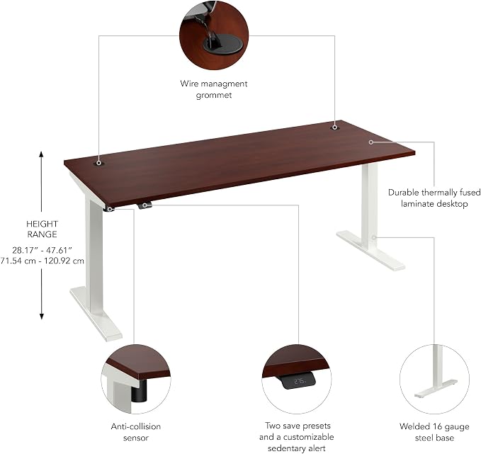 Bush Business Furniture 72-inch Electric Height Adjustable Standing Desk - Image 7