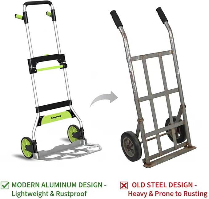 Leeyoung Folding Hand Truck and Dolly, 309 lb Capacity Aluminum Portable Cart - Image 9