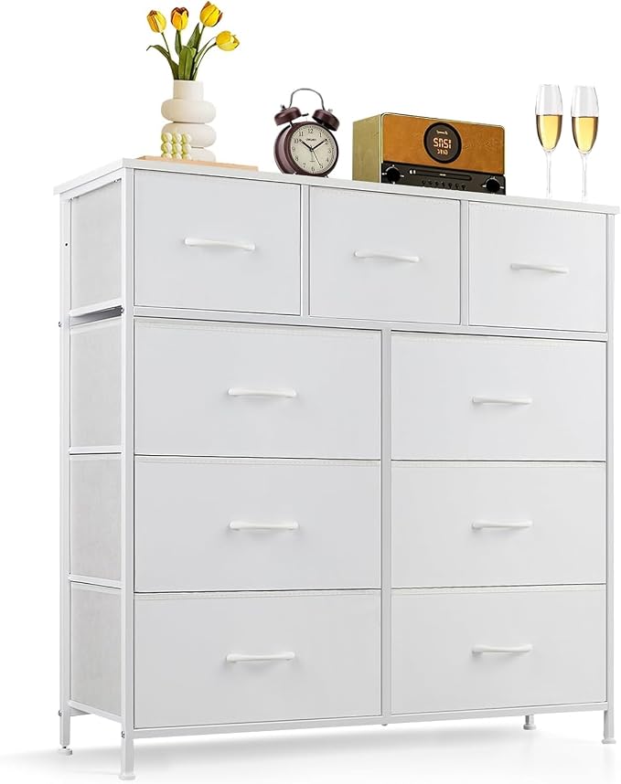9-Drawer Dresser for Bedroom, Anti-Tip Tall Storage Organizer Chest of Drawers by SageNest