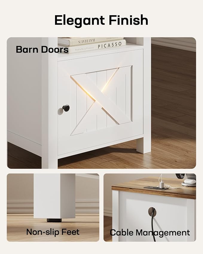 Marsail Farmhouse Nightstand, Wood Bedside Table - Image 7