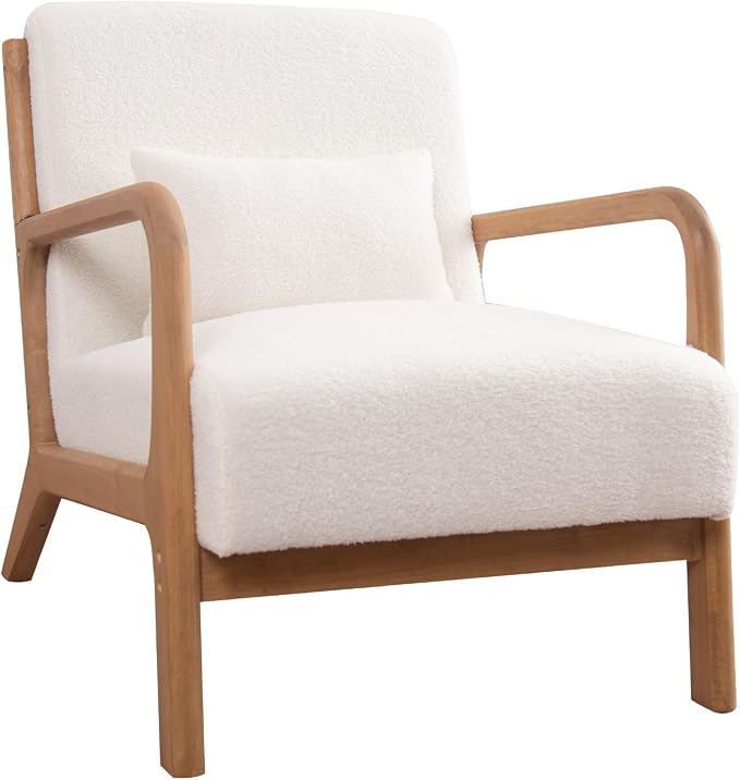 ANJ Mid Century Modern Accent Chair, Single Fabric Lounge Reading Armchair - Image 9