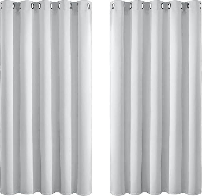 Yakamok Greyish White Curtains for Bedroom, Grommet Thermal Insulated Room by Yakamok
