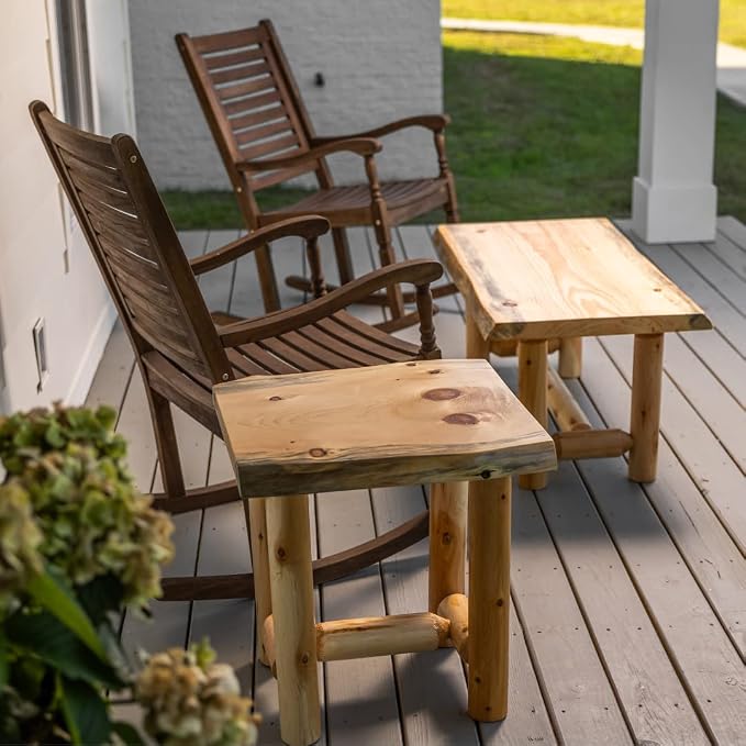 SRL Rustic Log End Table Pine & Cedar – Small Indoor End Table, Wood End Table - Image 5