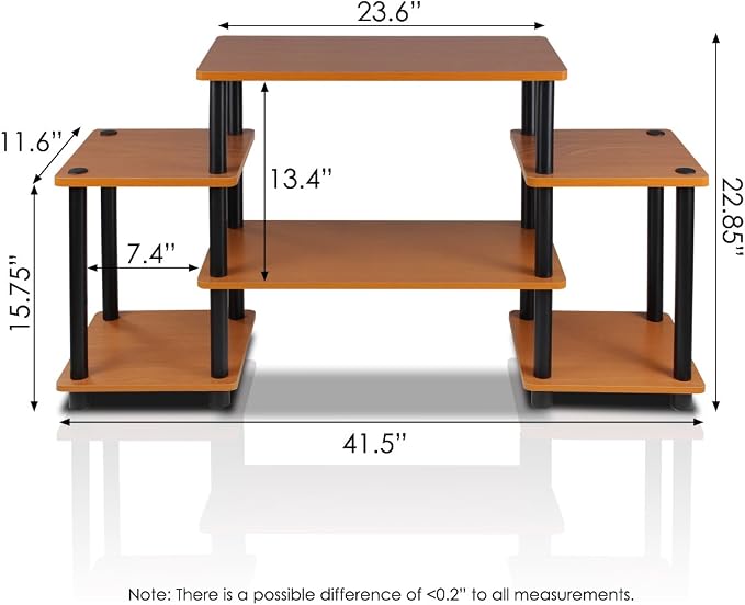 Furinno No Tools Tube Entertainment Center, Light Cherry/Black, Square Corner - Image 5
