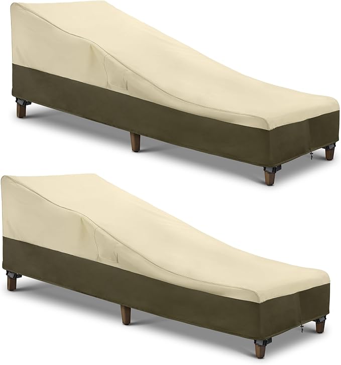 SunPatio Chaise Lounge Cover Outdoor Waterproof, Heavy Duty 2 Pack Patio Lounge by SunPatio